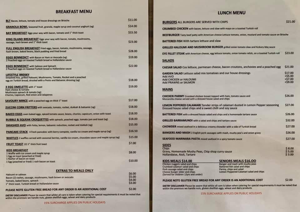 oxley's bar and kitchen menu